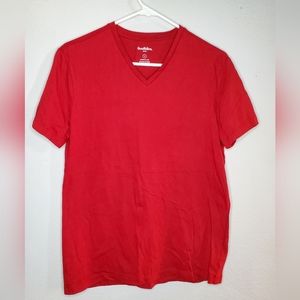 Red men's half sleeve t-shirt V-neck
